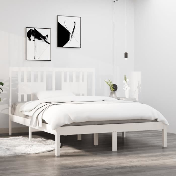 VidaXL Bed Frames White Solid Pine Wood 120x200 Cm 3104059