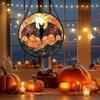 Halloween Stained Glass Pumpkin Suncatcher Adorable Ghost Design Hanging Window Decor for Indoor Outdoor Holiday Party