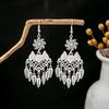 Vintage Miao Silver Minority Wind Earrings Personalized Bohemian Style Flower Long Fringed Earrings