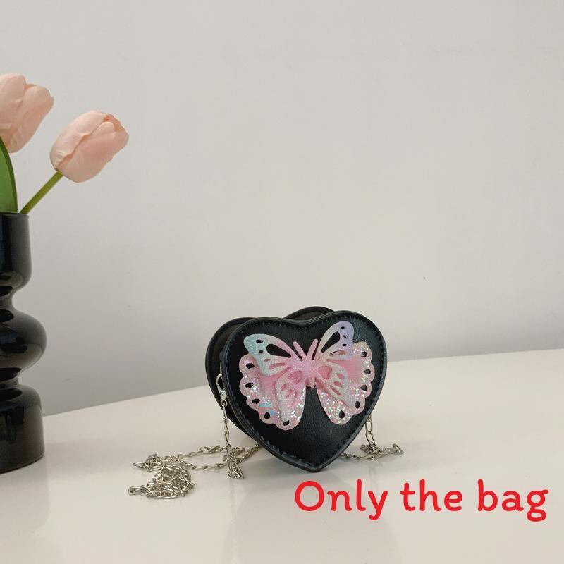 Butterfly Out Hollow Decoration Heartshaped Leather Children Shoulder Bag