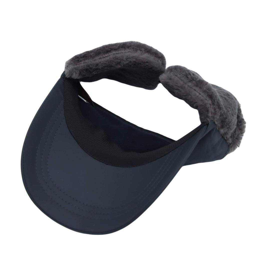 Winter Simple Sun Visor with Fluffy Ear Cold Protection SLV1301 [With Moons] Hat, Flaps, Women's, (Black)
