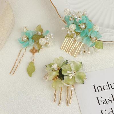 1 Stück Coole Jade-Orchideenblumen-Haarnadel für Frauen Chinesischer Stil Blume Haarnadel Handgefertigter Schmuck Haaraccessoire Hanfu Haarkamm