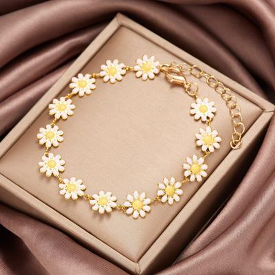 Cute Daisy Flower Chain Bracelets For Women Men Elegant Delicate Sweet Sunflower Floral Bangles Wedding Party Jewelry