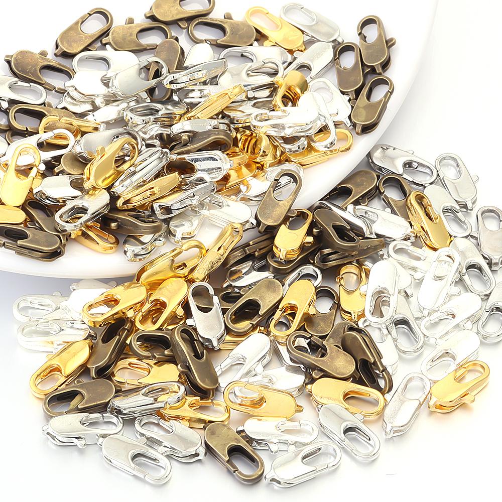 50Pcs/lot Copper Alloy Lobster Clasp Hooks 12x5mm Flat Snap Clasps For Jewelry Making Supplies DIY Necklace Key Chain Wholesale