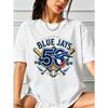 Jays Th Anniversary Logo Baseball Bat and Ball Design White Tshirt Suitable Casual Wear and Daily Matching Shortsleeved