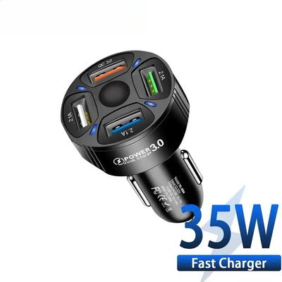 35W USB Car Charger 5.4A 4Ports Fast Charging Phone Adapter for IPhone 16 15 14 IPad Xiaomi 14 Huawei P60 Samsung Quick Charger 3.0