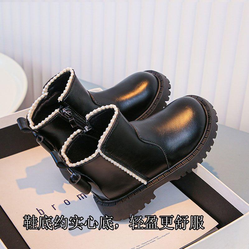 Girls' Fashionable Princess Boots for Autumn and Winter Children's Casual Leather Shoes