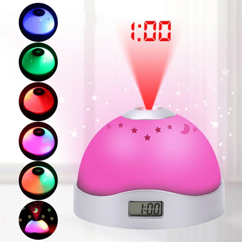 Led Digital Projector Alarm Clock 7 Color Changes Time Display Easy To Set Multi-color Night Light
