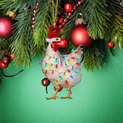 Christmas Animal Hanging Decoration Goat Duck Cat Panda Cow Acrylic Reusable Holiday Decor Xmas Tree Ornament Pendant Party Supplies Gift