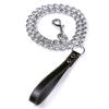 Metal Chain Dog Lead with Leather Style Handle Strong Control Leash Iron Dog Pets Supplies Collars Harnesses Chain Traction Rope