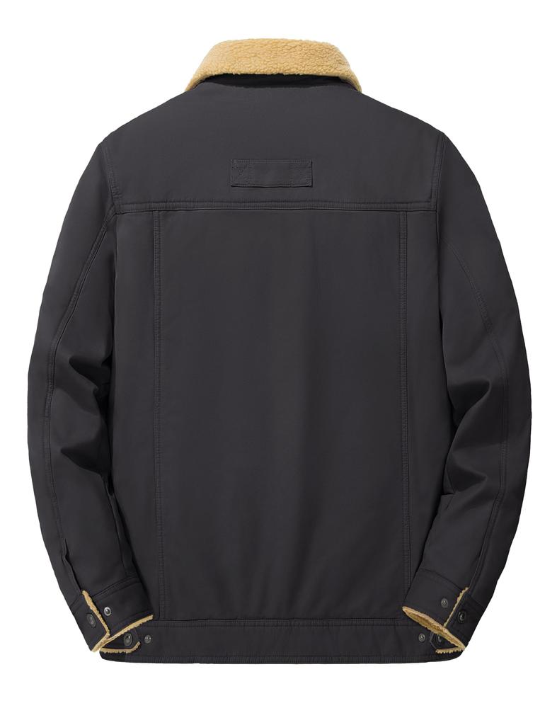 KEFITEVD Large Cold Weather Solid Military Mod Dark Size 3XL Men's Fleece-Lined Jacket, Size, Workwear, Outerwear, Color, Fold-Over Collar, Style,