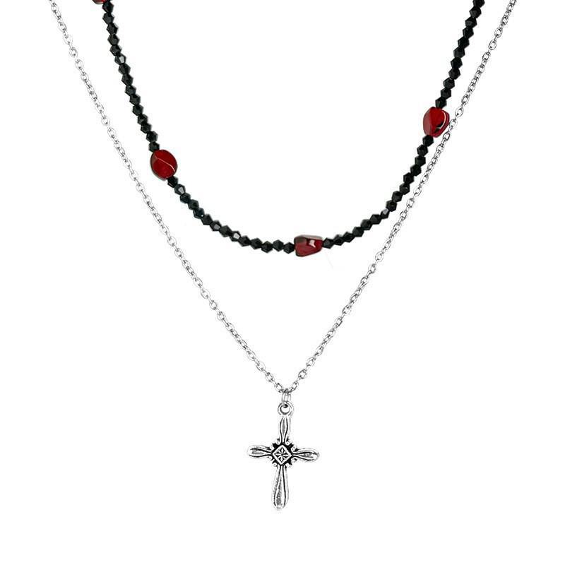 Choker din piele Gothic Cross: Colier claviculă dulce și cool pentru ea