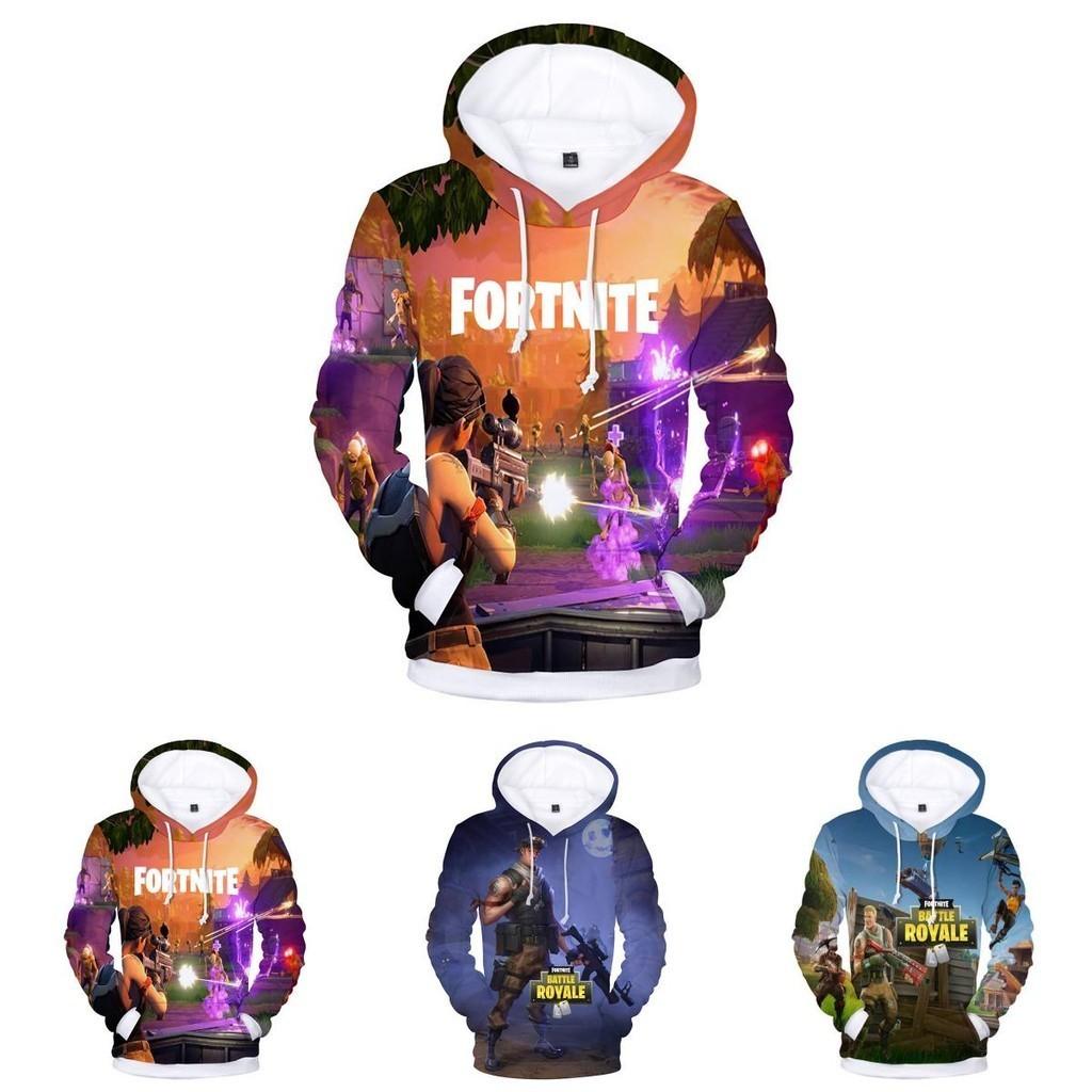 Fortnite Battle 3d Printed Hoodie Jacket Sweatshirt Spandex Material Round Neck Hip Hop Style