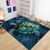Green Sea Turtle Area Rug for Kids and Adults, Ocean Animal Print Carpet, Coastal Decor Non-Slip Rug for Bedroom and Living Room