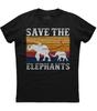 Save The Elephants Printed Mens Short Sleeve New Cotton Black T-shirt