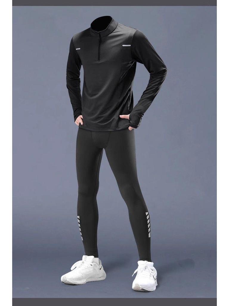 Traje Profesional de Running para Maratón para Hombre - Secado Rápido, Manga Larga, Pantalones Elásticos para Deportes de Otoño/Invierno.