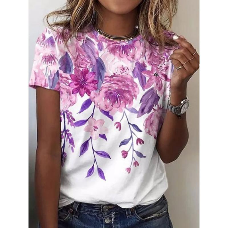 

Женская персонализированная свободная футболка с короткими рукавами и принтом 5xl