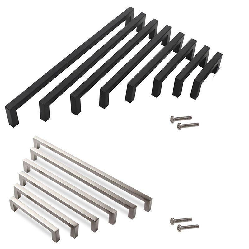 Black And Silver Modern Drawer Handles With Satin Texture For Wardrobes And Kitchen Cupboards