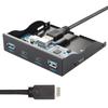 Cablecc USB Front Panel Header USB Hub 4 Port Front Panel Motherboard Cable for Floppy Bay 3.1 - USB-C & 3.0 3.5"