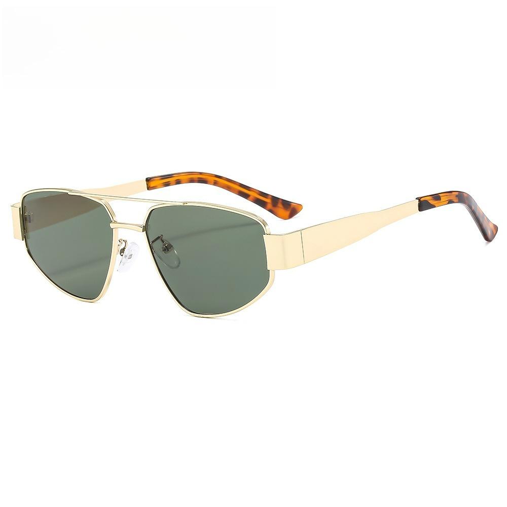 Double Beam Vintage Metal Frame Fashion Sunglasses Hip Hop Unisex Suitable for Daily Vacation Beach Accessories