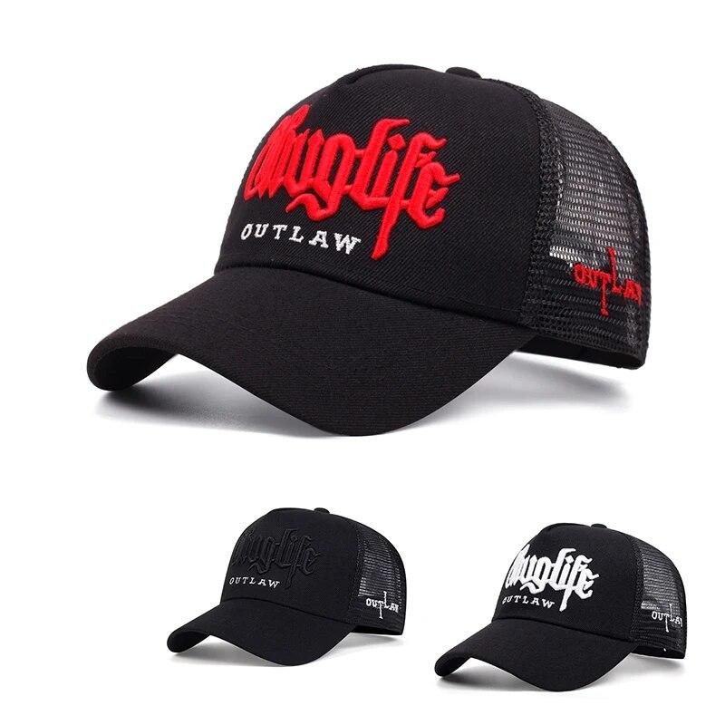 New Gothic Thug Life Letter Embroidered Men's Unisex Style Curved Eaves Adjustable Buckle Baseball Hat Adjustable