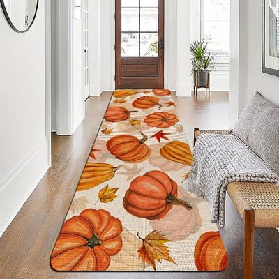 Pumpkin Print Long Rug Durable and Easy To Clean Corridor Runner Kitchen Floor Mat Indoor/Outdoor Doormat Home Decor