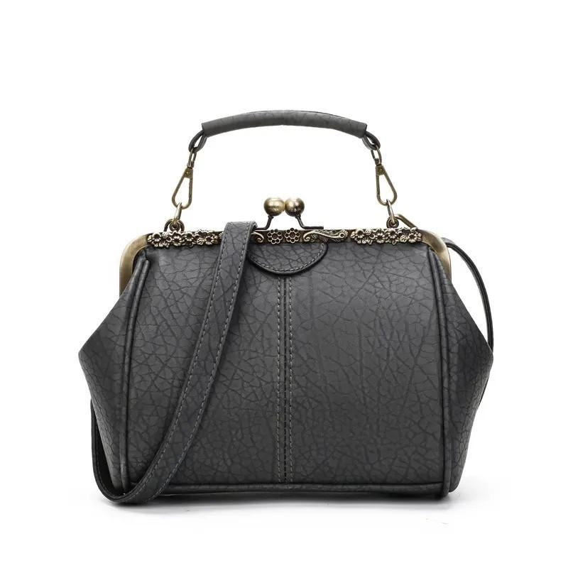 Vintage Luxury Shoulder Bags For Women Clip Handbag Totes Retro PU Leather Crossbody Messenger Bag Lady Clutch