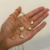 SHIXIN 5 Stück/Set Mehrere Herz-Anhänger Halsketten für Frauen Vintage Mehrschichtige Metallkette Choker Weiblicher Hals Schmuck Geschenk