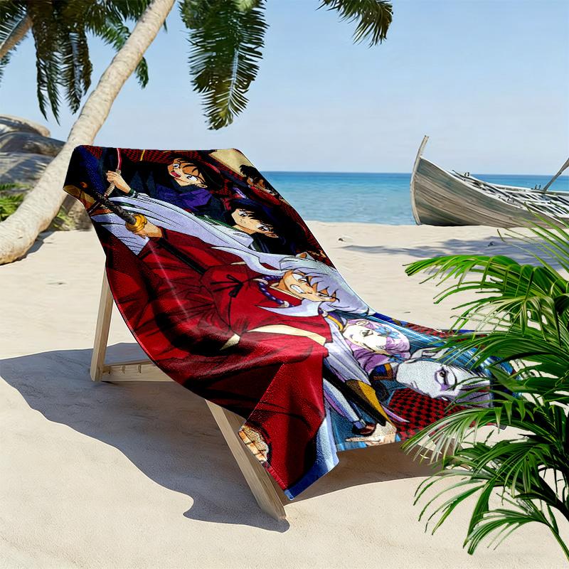 Inuyasha 2D Flat Print Beach Towel, Large Soft Quick Dry Towel for Beach Camping SwimmingDSTJ0925447