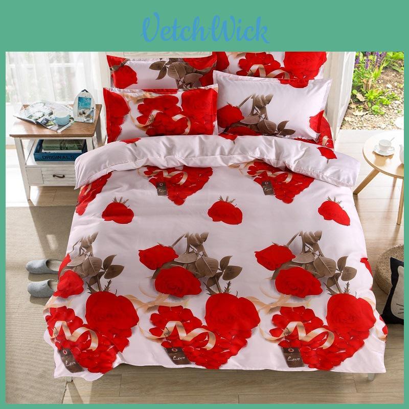 Luxurious 3d Flower Pattern Duvet Quilt Cover Bedding Set With Soft Pillow Cases