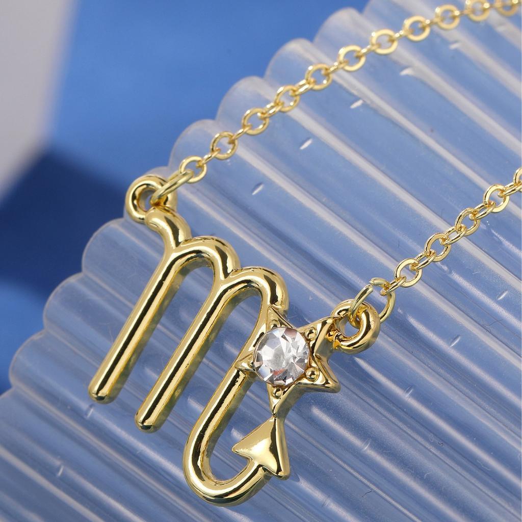 Source Twelve Constellation Necklace 12 Constellation Alloy Diamond-encrusted Rhinestone Collarbone Chain, Spot