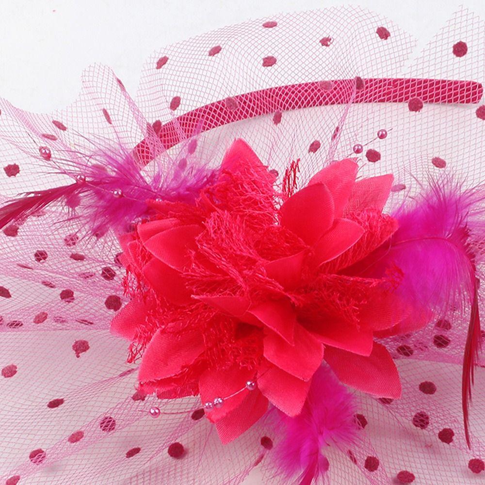 Elegant Mesh Flower Headband Exquisite Feather Hairpiece 1920s Hair Accessories Photography