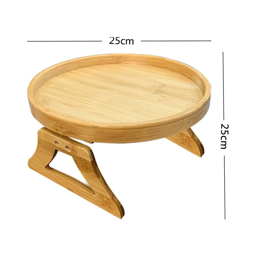 

Wooden Couch Clip On Tray Table 25cm Armrest Organizer Holds Remote Drinks Phone Snacks, Stable Side Table for Living Room