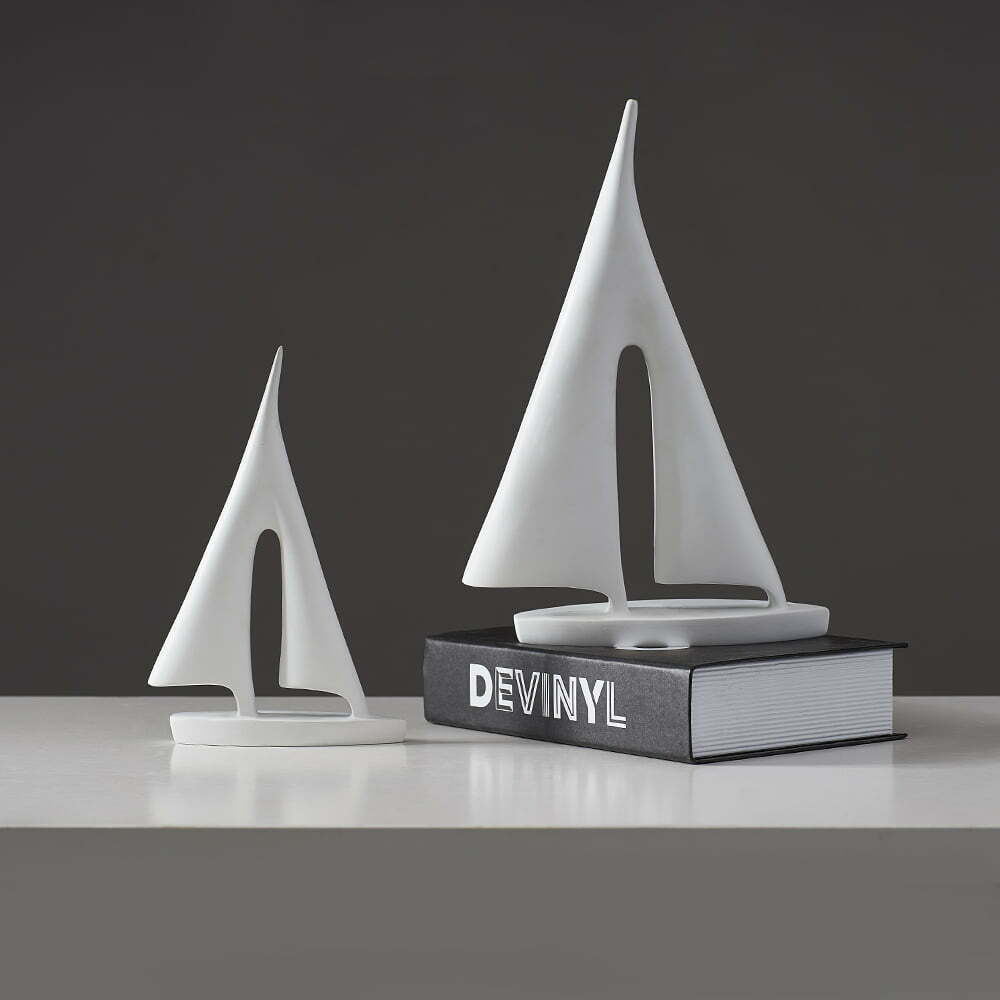 Ship Decorative Figurine White Large 28cm - Sailboat, Boat, Yacht