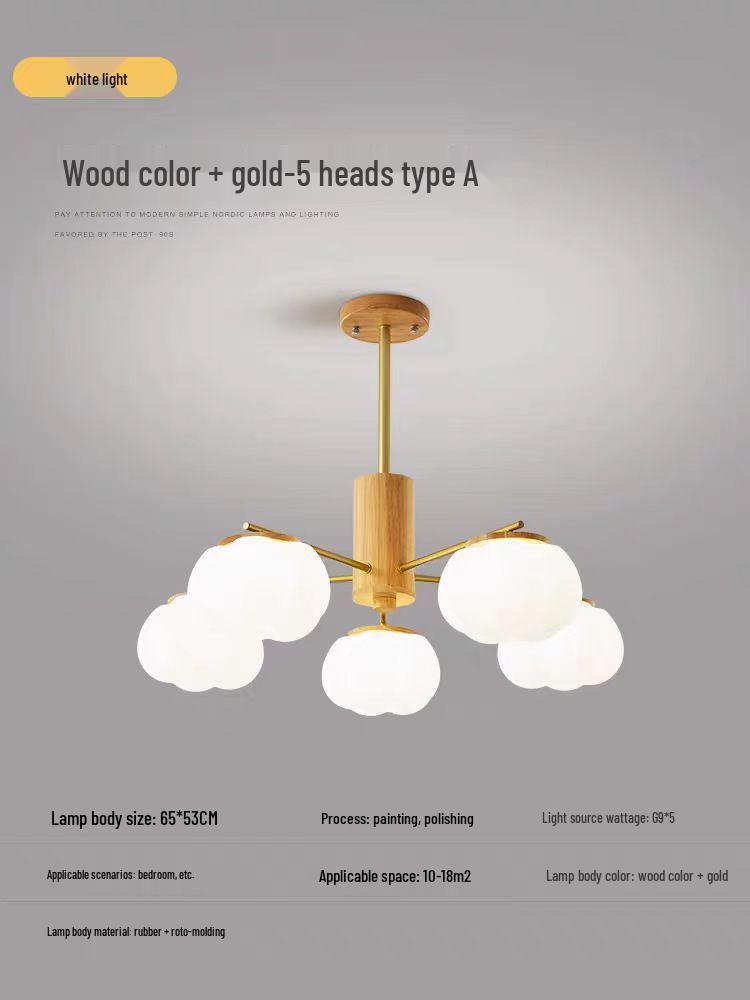 

«Современная деревянная люстра-тыква для гостиной или спальни» 9W white (color optional)