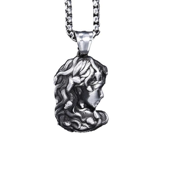 Medusa head titanium steel pendant, Greek mythological style personalized retro punk style trend jewelry