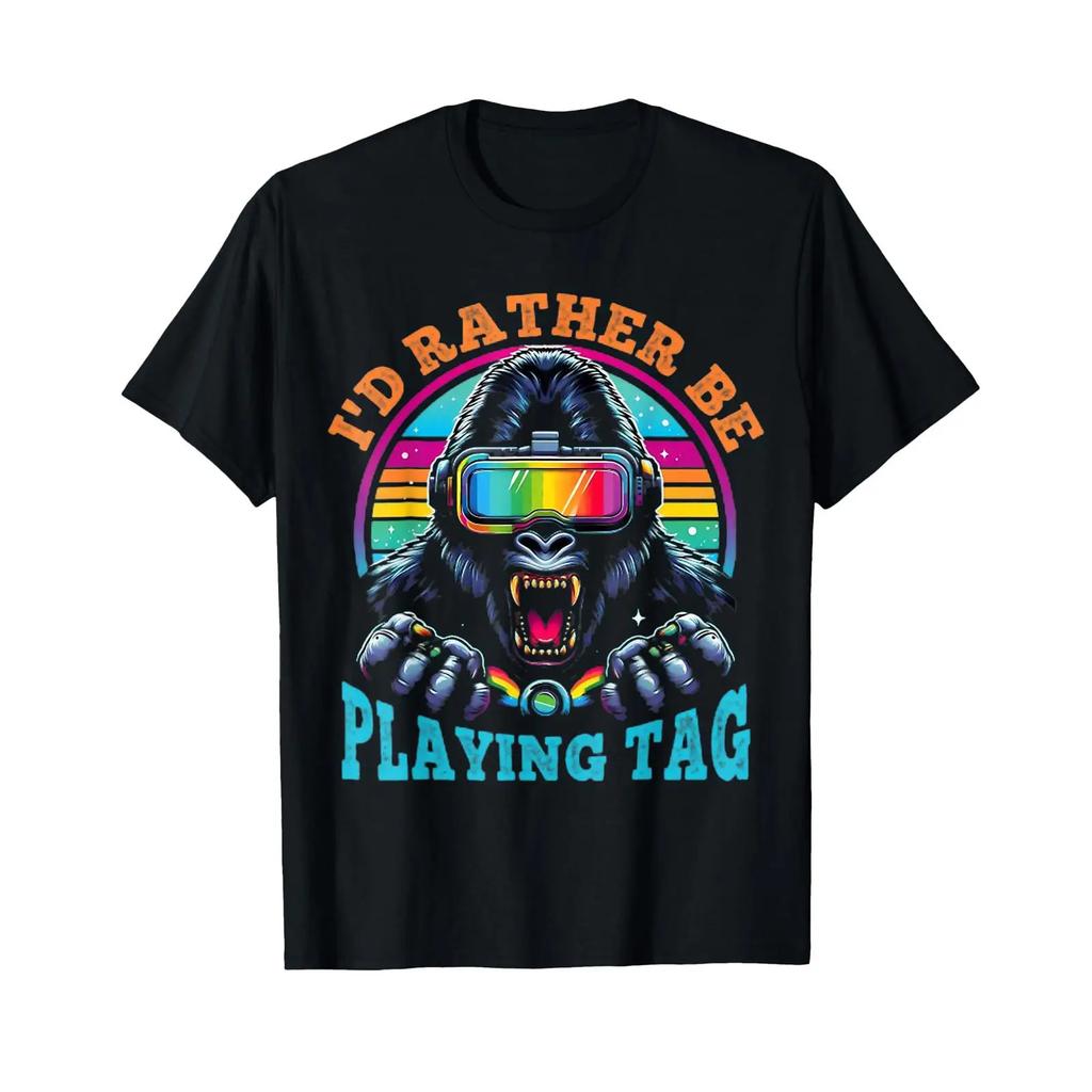 Bruh Id Rather Be Playing Boys Adult Unisex Birthday Gorilla T Shirt Vintage Soft Casual Streetwear Unisex Graphic