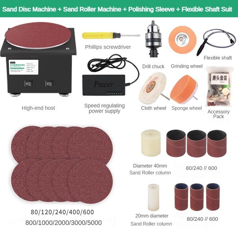 3-In-1 Small Electric Sanding Machine Household DIY High Speed Orbital Sander Portable Desktop Sharpening Tool