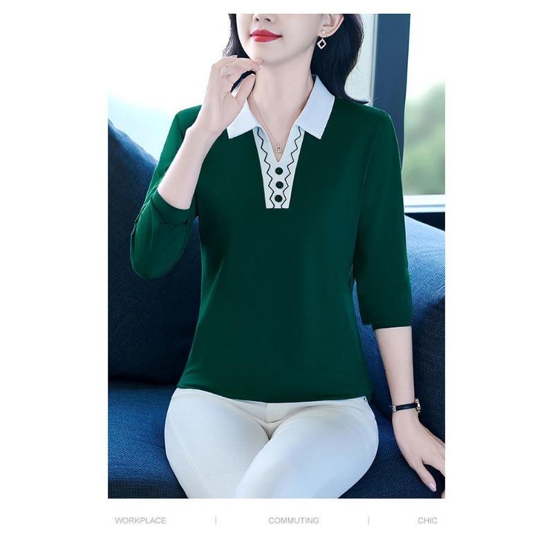Clearance Clearance Fashion Trend Versatile Design High-end Western Style Sports Lapel Long-sleeved T-shirt