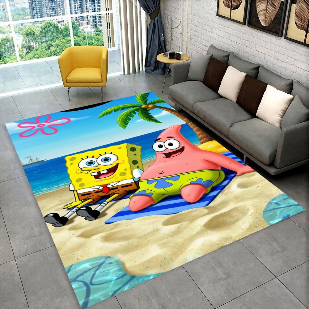Dywanik Cartoonowy 3D Gąbka Bob Patrick Gwiazda do Pokoju Zabaw Sypialni Salonu Sofa Wystrój Domu, Dywanik dla Dzieci Antypoślizgowa Mata Podłogowa