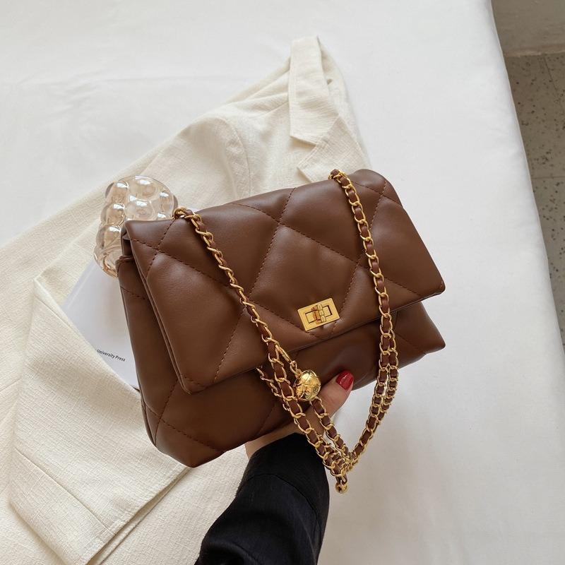 Black bag women's new fashion and high-end shoulder small square bag versatile chain messenger bag