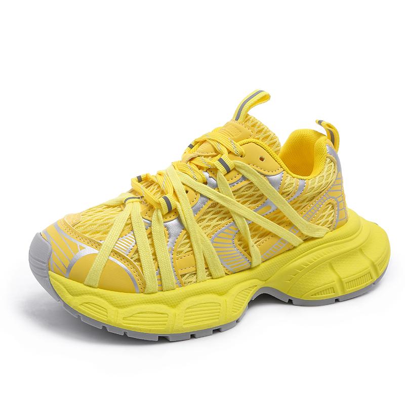 

Модные Новые 2025 Лето Женские Кроссовки на Платформе Толстая Подошва Дышащая Сетка Повседневные Массивные Туфли Высокий Каблук 6 см Спортивные Папины Кроссовки Женские 35 жёлтый