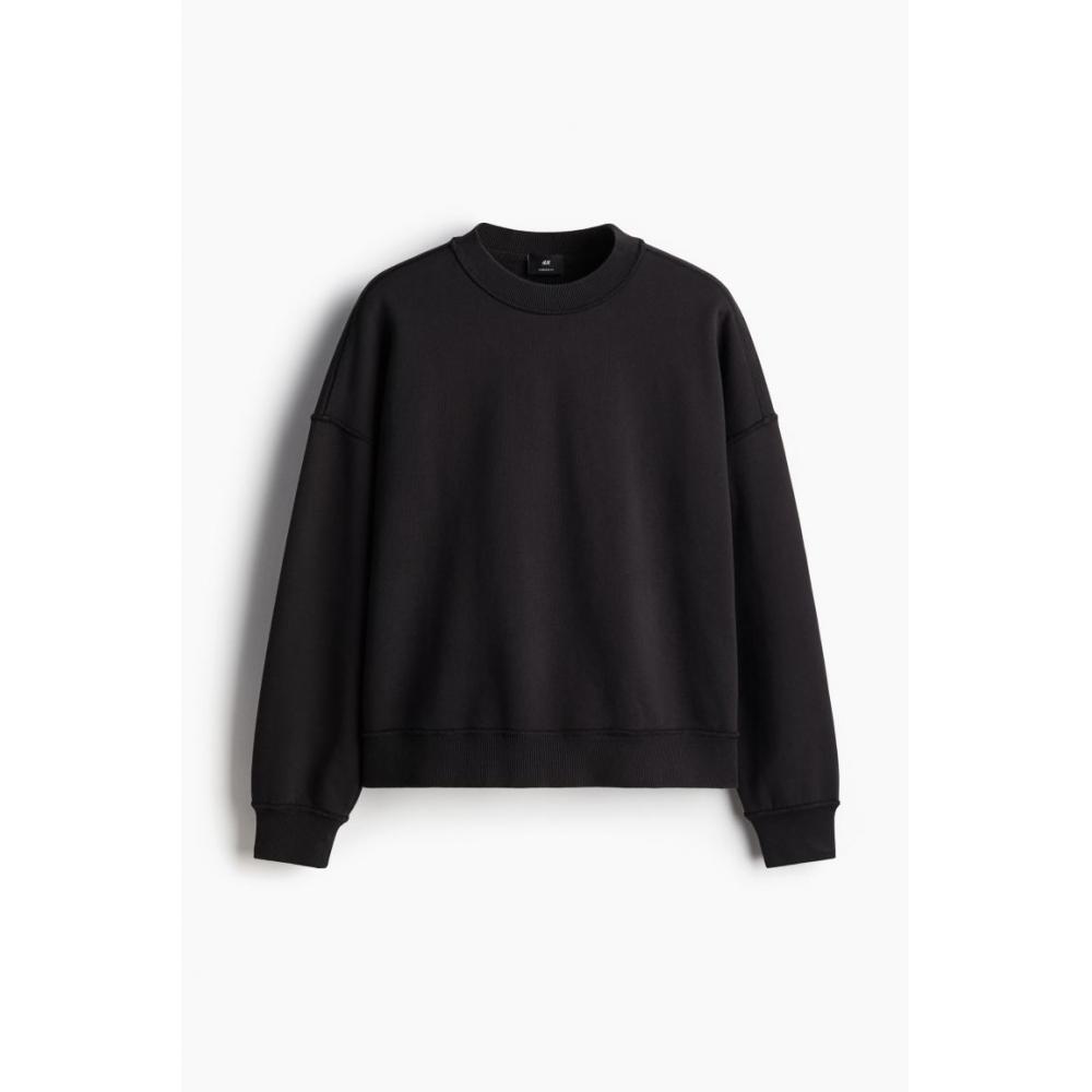 H M Cotton sweatsHirt Oversized Fit Black