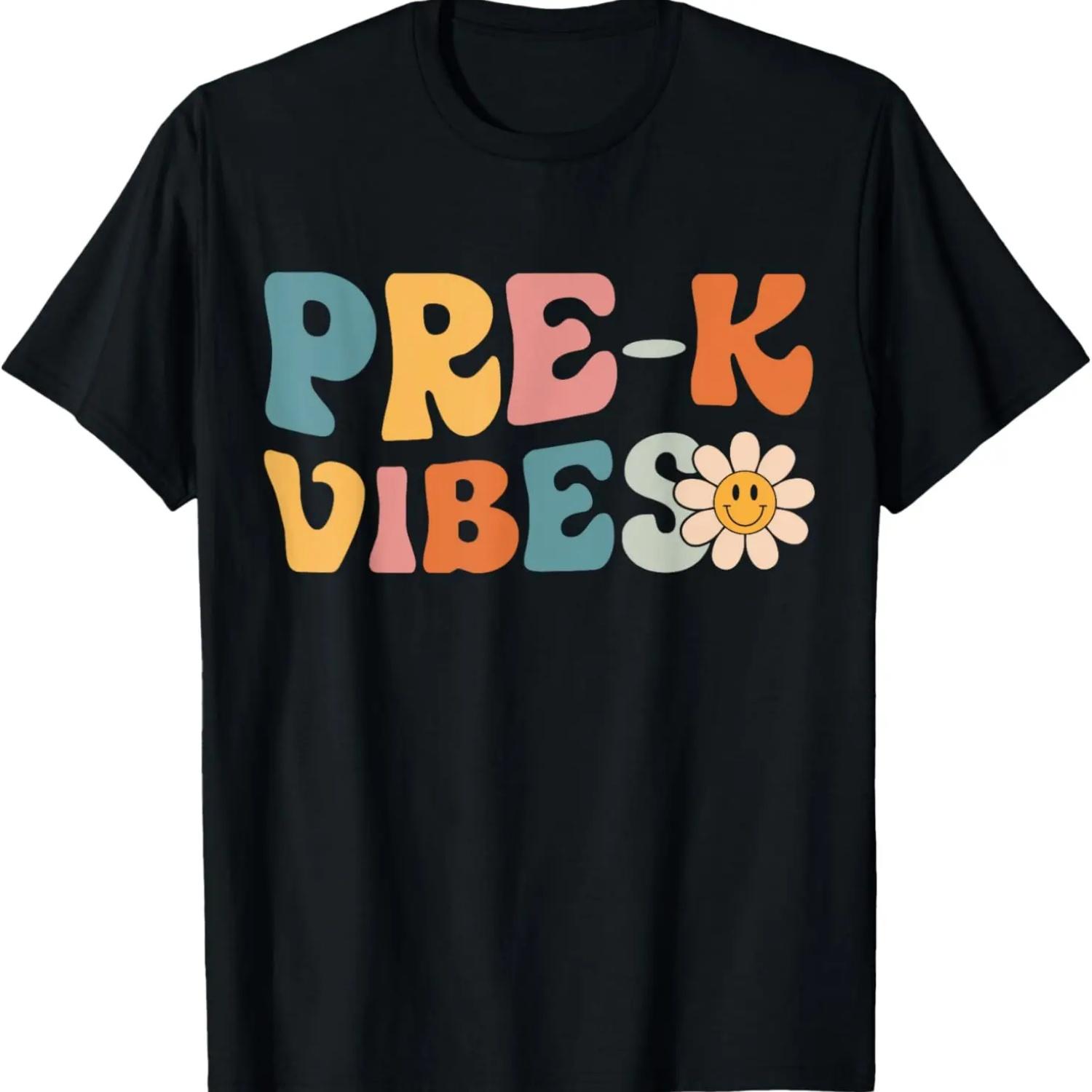 Pre-K Vibes - Pre Kindergarten Team Retro 1st Day of School T-Shirt S чёрный