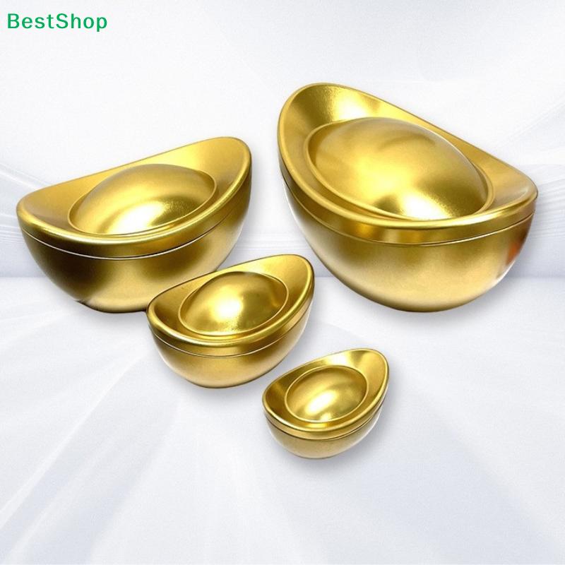 Gold Ingot Shaped Tin Box, Chinese Style Metal Treasure Container for Candy/Gift/Party Decor