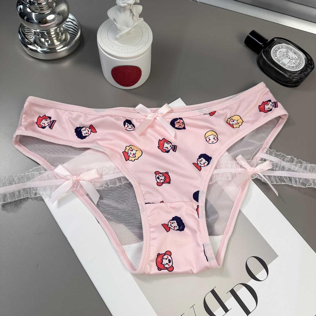 Cartoon Print Pattern Panties Low Waist Sexy Leg Rope Slimming Triangle Women’s Panties