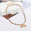 Fashion Rainbow Pendant Necklace Choker Neck Chain Elegant Clavicle Chain Handmade Beaded Necklace Statement Jewelry