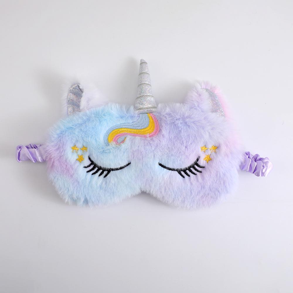 Gradient Plush Unicorn Sleep Mask - Cute, Colorful, Light-Blocking Eye Protector