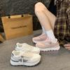Spring and Autumn New Sports Shoes Fashion Round Head Front Strap Color Blocked Anti Slip Low Cut Fashion Casual Shoes