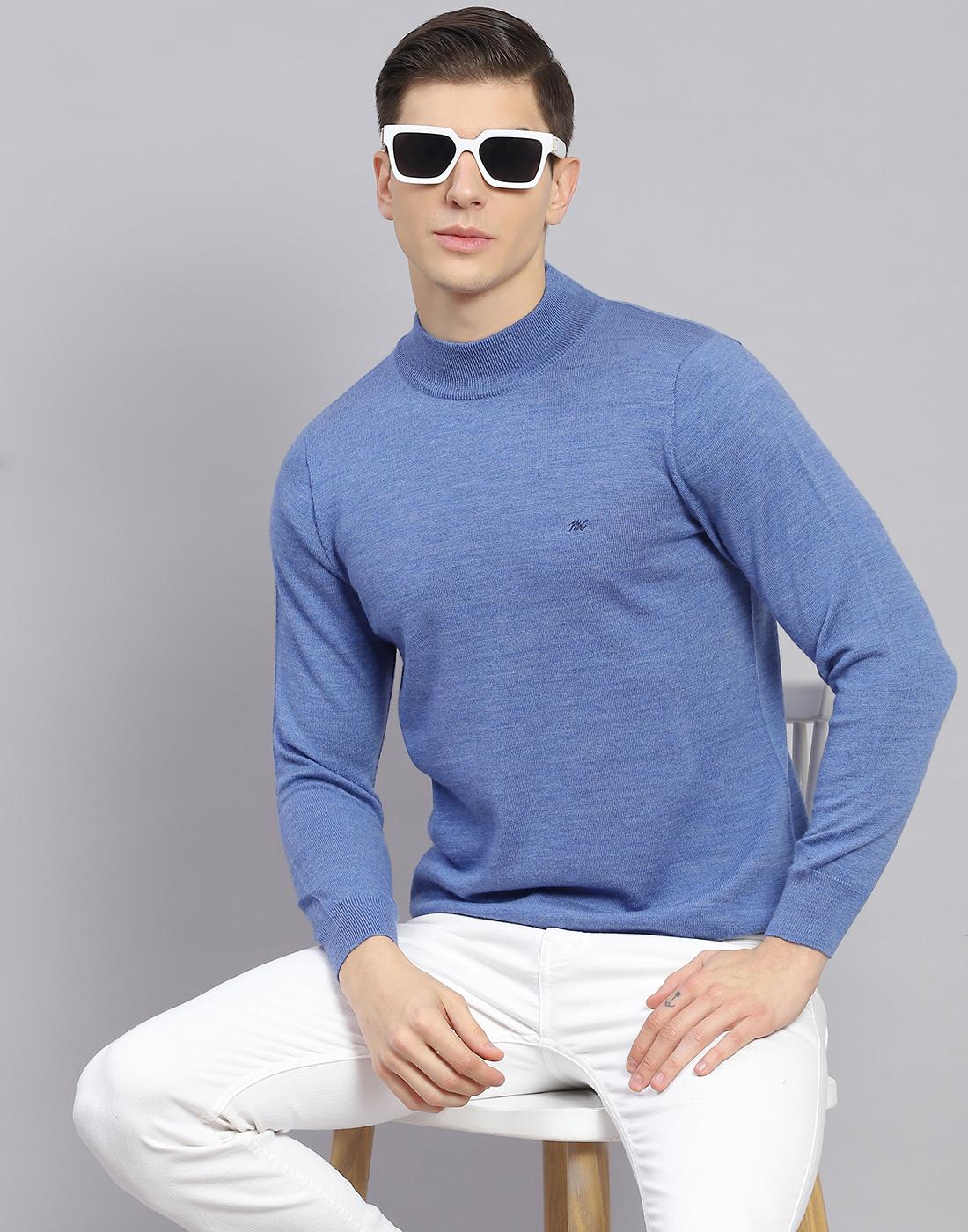

Monte Carlo Mens Solid Blue Turtle Neck Full Sleeve Pullover 2XL синий